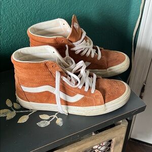 Vans Orange and White High-Top Sneakers